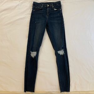 Topshop Dark Distressed Jaime Skinny Jean 28W 34L